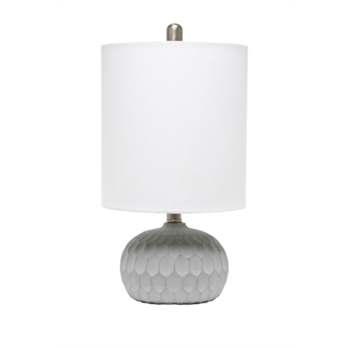 LALIA HOME Concrete Thumbprint Table Lamp with White Fabric Shade