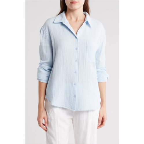 Caslon Relaxed Cotton Gauze Button-Up Shirt