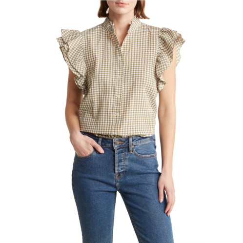PHILOSOPHY BY RPUBLIC CLOTHING Gingham Ruffle Button-Up Shirt