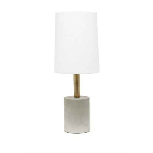 LALIA HOME Antique Brass Concrete Table Lamp with Linen Shade - White