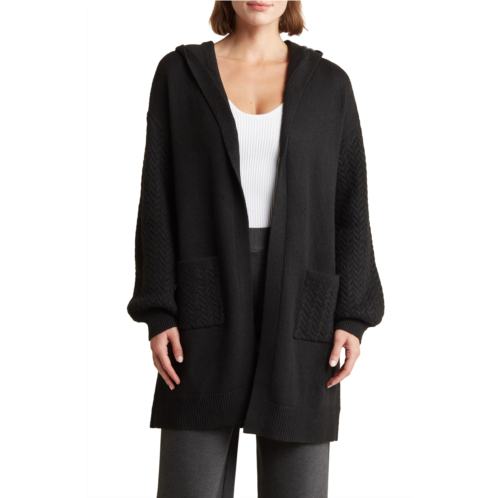BY DESIGN Helen Cable Knit Pocket Hooded Long Cardigan