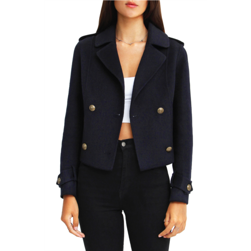 BELLE AND BLOOM Better Off Military Wool Blend Crop Peacoat