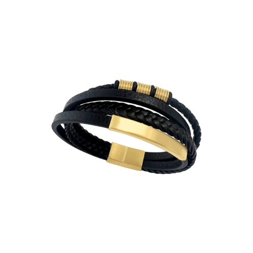 Adornia Mens Multistrand Leather Magnetic Bracelet