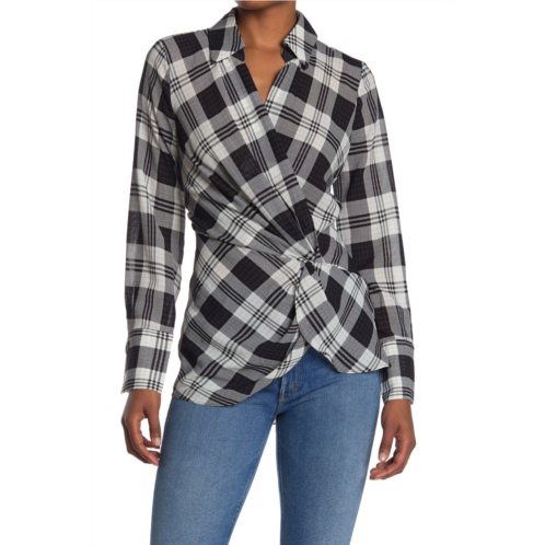 Laundry by Shelli Segal Plaid Crossover Twist Blouse