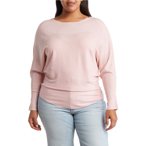 RAIN AND ROSE Embellished Long Sleeve Jersey Sweater