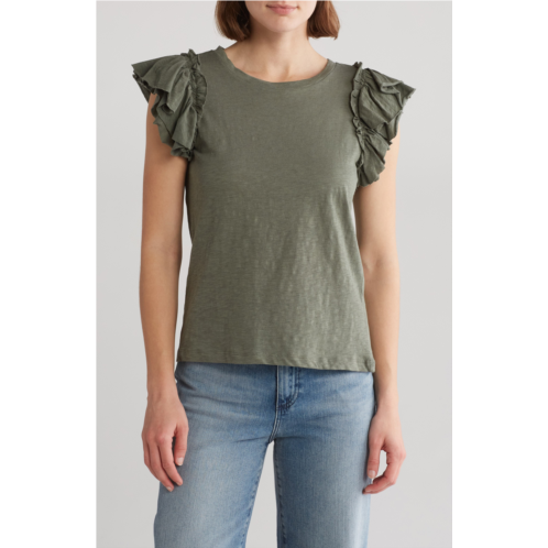 INDUSTRY REPUBLIC CLOTHING Double Flutter Sleeve Cotton Top