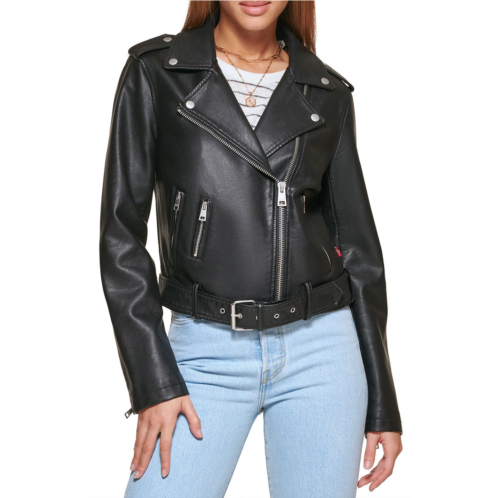 Levi s Faux Leather Fashion Belted Moto Jacket