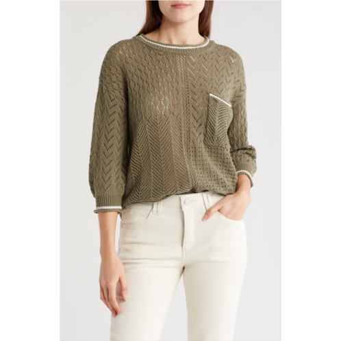 Democracy Pointelle Tipped Sweater