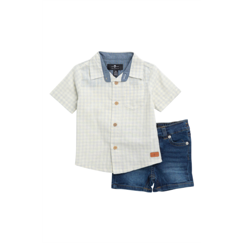 7 For All Mankind Short Sleeve Shirt & Pull-On Shorts