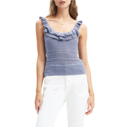 7 For All Mankind Openwork Ruffle Neck Sweater Tank