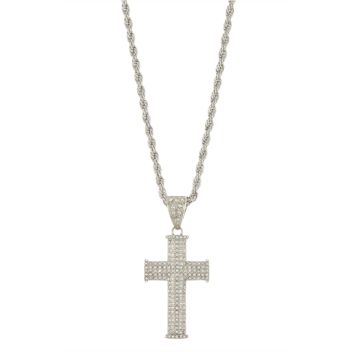 AMERICAN EXCHANGE Mens Pave Crystal Cross Pendant Necklace