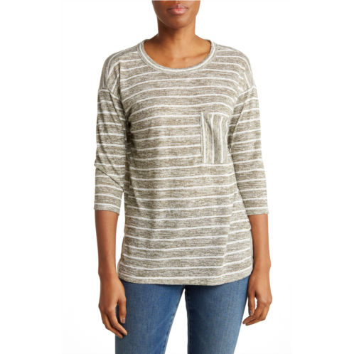 Caslon Stripe Three Quarter Sleeve Tunic T-Shirt