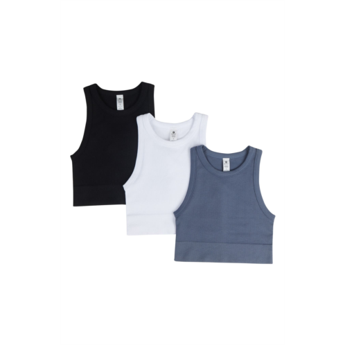 90 DEGREE BY REFLEX 3-Pack Seamless Ribbed Crop Tank Tops