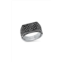 HMY JEWELRY Mens Stainless Steel Textured Signet Ring