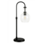 HUDSON AND CANAL Verona Blackened Bronze Arc Table Lamp with Seeded Glass Shade
