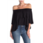 GO COUTURE Off-The-Shoulder Double Ruffle Top