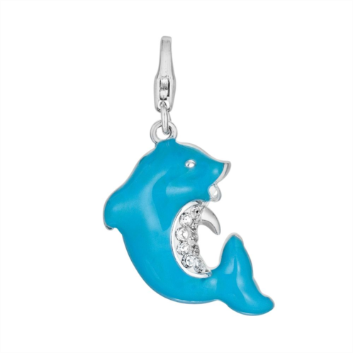 Unbranded Sterling Silver Crystal Dolphin Charm