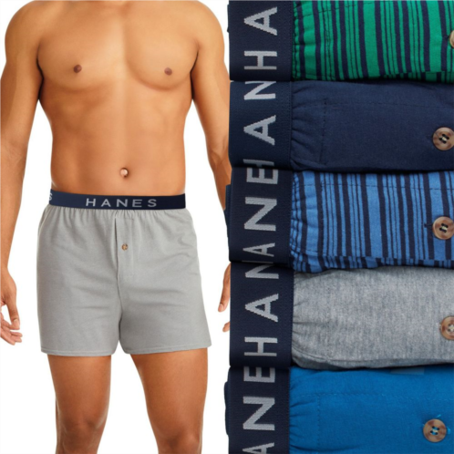 Mens Hanes 5-pack Dyed Knit Boxers