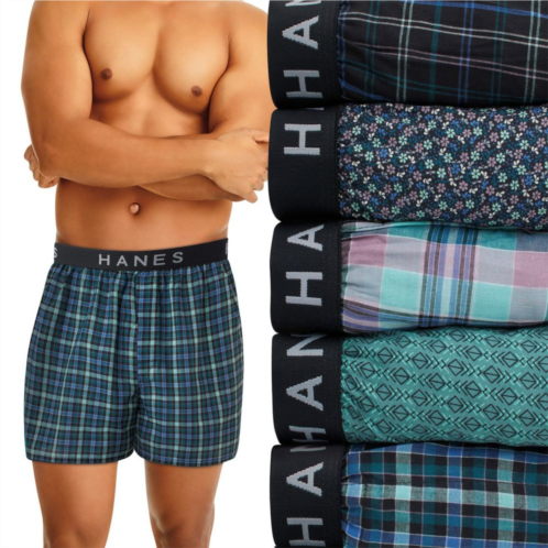 Mens Hanes Ultimate 5-pack Plaid Woven Boxers