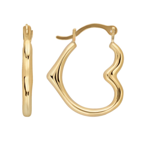 Everlasting Gold 10k Gold Heart Hoop Earrings