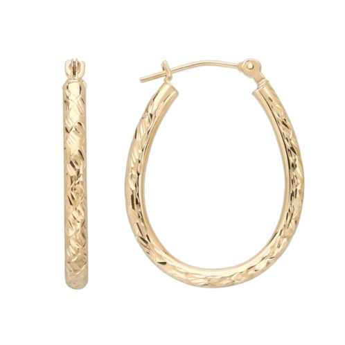 Everlasting Gold 10k Gold Textured Pear Hoop Earrings