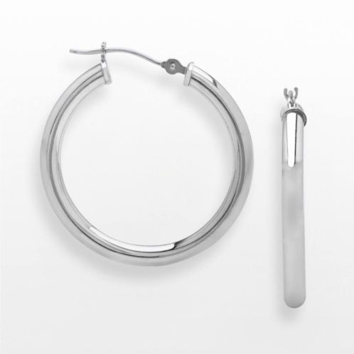 Everlasting Gold 10k White Gold Hoop Earrings