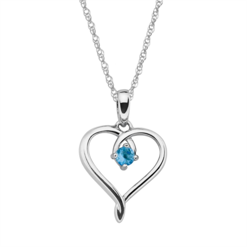 Boston Bay Diamonds Sterling Silver Aquamarine Openwork Heart Pendant