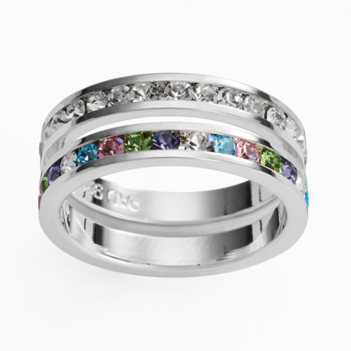 Traditions Jewelry Company Silver Plate Multicolored Crystal Stack Ring Set