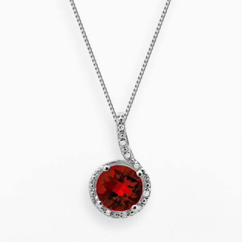 Gemminded Sterling Silver Garnet and Diamond Accent Pendant