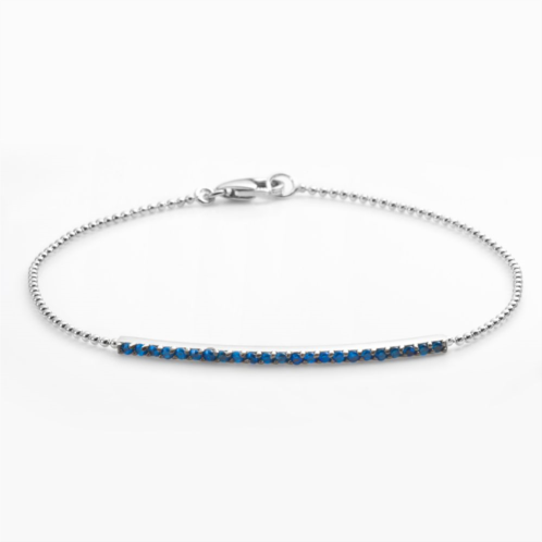Sophie Miller Sterling Silver Blue Cubic Zirconia Bar Link Bracelet