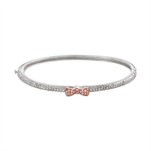 Sophie Miller 14k Rose Gold Over Silver & Sterling Silver Cubic Zirconia Bow Bangle Bracelet
