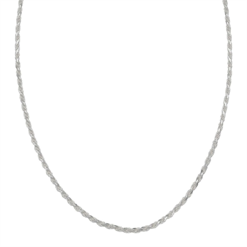 PRIMROSE Sterling Silver Diamond-Cut Rope Chain Necklace
