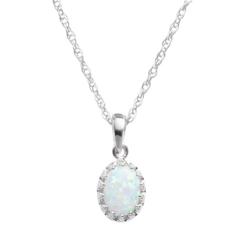 Designs by Gioelli Sterling Silver Lab-Created Opal Oval Pendant
