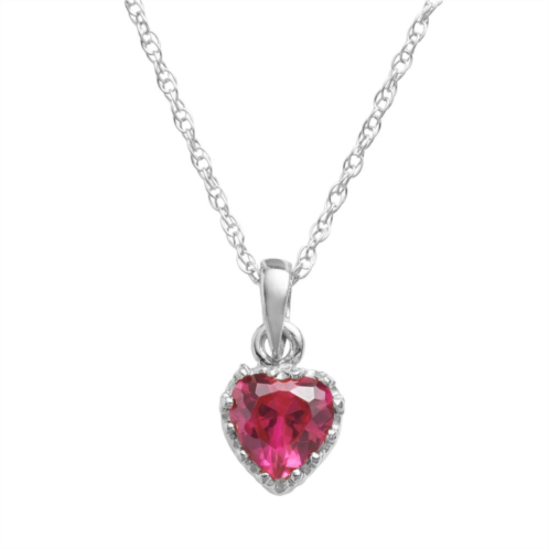 Designs by Gioelli Sterling Silver Lab-Created Ruby Heart Crown Pendant