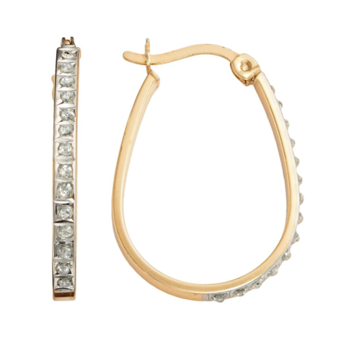 Diamond Mystique 18k Gold Over Silver Diamond Accent Pear Hoop Earrings