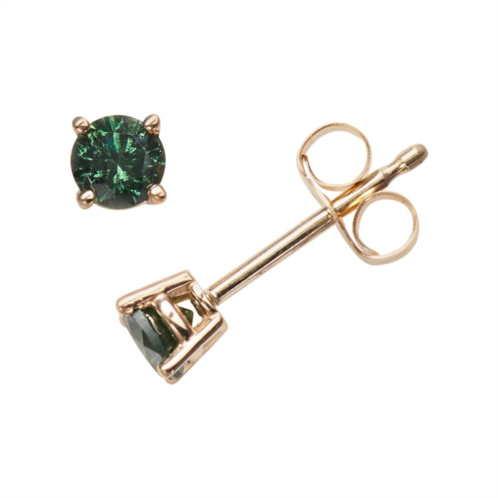 Unbranded 14k Gold 1/3-ct. T.W. Round-Cut Green Diamond Stud Earrings