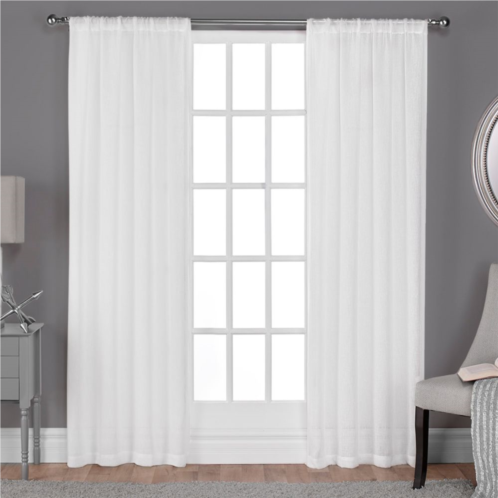 Exclusive Home 2-pack Belgian Textured Sheer Rod Pocket Window Curtains