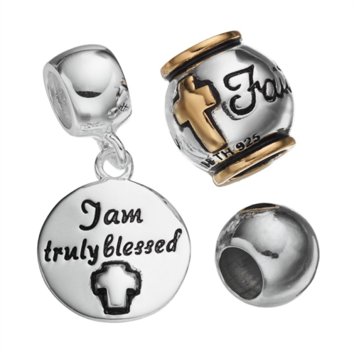 Individuality Beads Sterling Silver Two Tone Faith Bead & Disc Charm Set