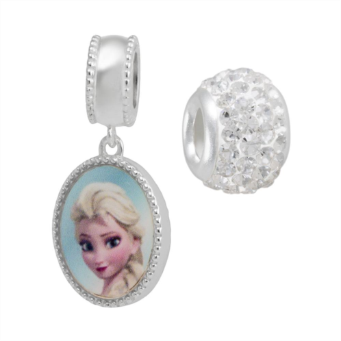 Disneys Frozen Crystal Sterling Silver Reversible Elsa & Anna Charm & Bead Set