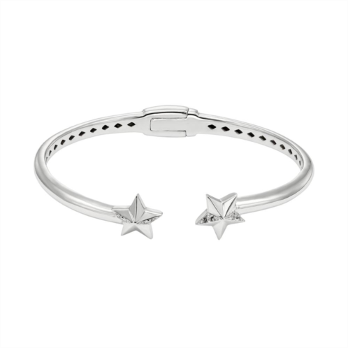 Unbranded White Topaz Sterling Silver Star Hinged Cuff Bracelet