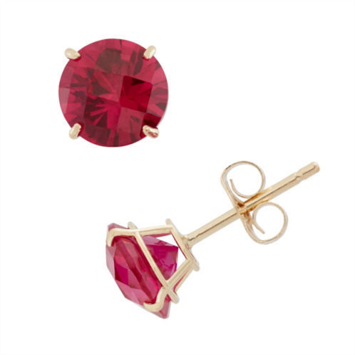 Unbranded Lab-Created Ruby 10k Gold Stud Earrings