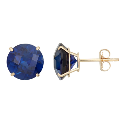Designs by Gioelli Lab-Created Sapphire 10k Gold Stud Earrings