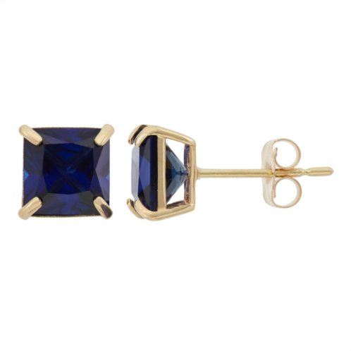 Unbranded Designs by Gioelli Lab-Created Sapphire 10k Gold Stud Earrings