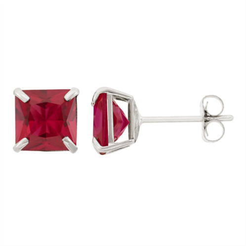 Designs by Gioelli Lab-Created Ruby 10k White Gold Stud Earrings