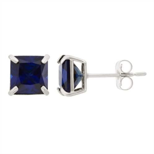 Unbranded Designs by Gioelli Lab-Created Sapphire 10k White Gold Stud Earrings