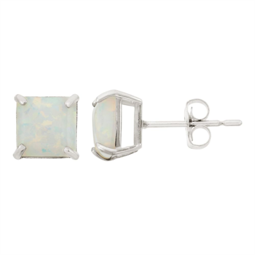 Unbranded Designs by Gioelli Lab-Created Opal 10k White Gold Stud Earrings