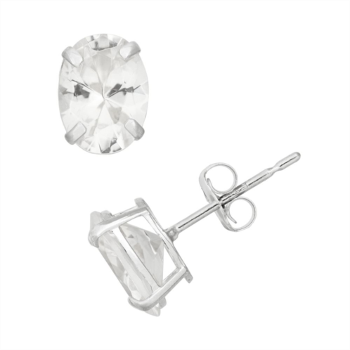 Designs by Gioelli Lab-Created White Sapphire 10k White Gold Oval Stud Earrings