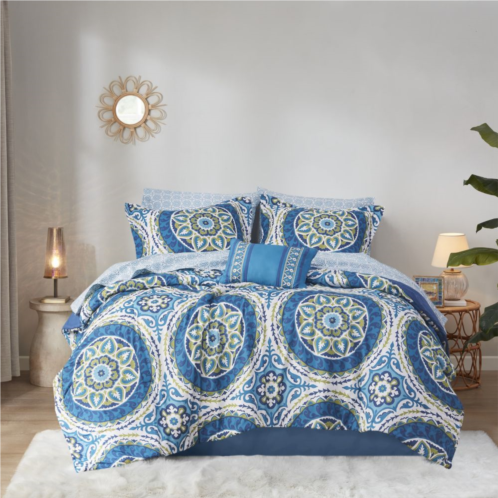 Madison Park Essentials Orissa Comforter Set with Cotton Bed Sheets and Throw Pillow