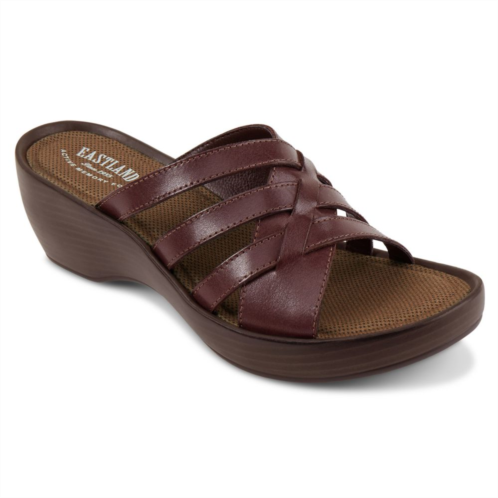 Eastland Poppy Womens Leather Slide Wedge Sandals