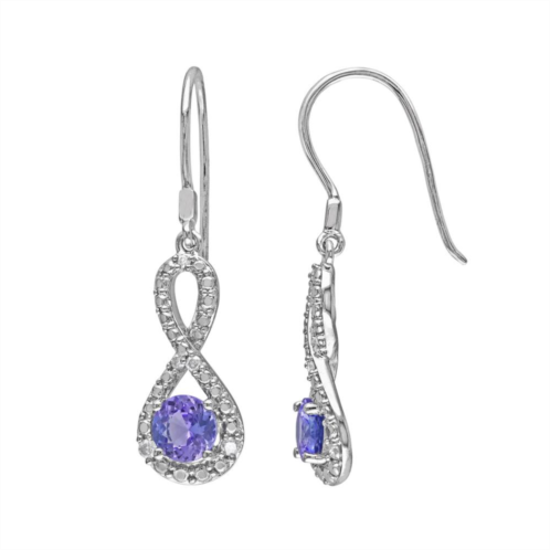 Stella Grace Tanzanite & 1/10 Carat T.W. Diamond Sterling Silver Infinity Drop Earrings